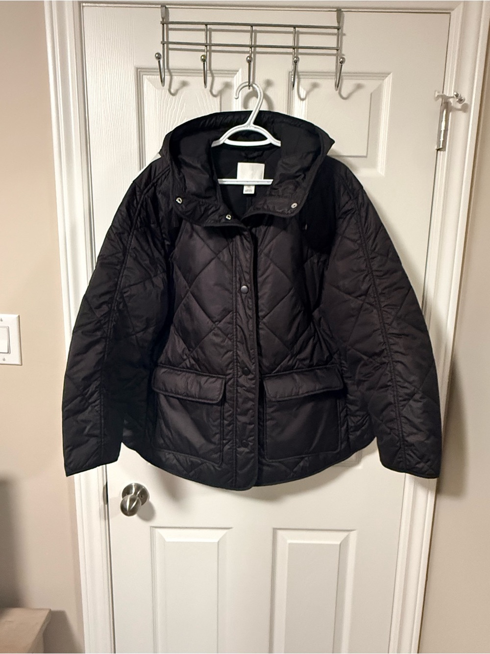 H&M Black Quilted Hooded Puffer Jacket